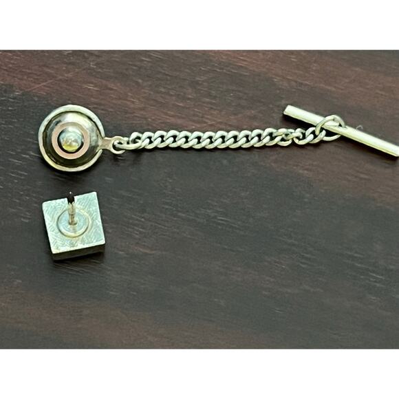 VTG Tie Tacks Lot of 2 Swank Gold Tone Rhinestone Silver Tone - Picture 6 of 7